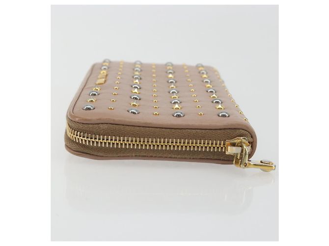 Carteira Longa Miu Miu em Couro Rosa Ouro Prata Auth 198810A Dourado - vista 4