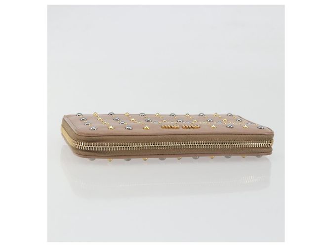 Carteira Longa Miu Miu em Couro Rosa Ouro Prata Auth 198810A Dourado - vista 5