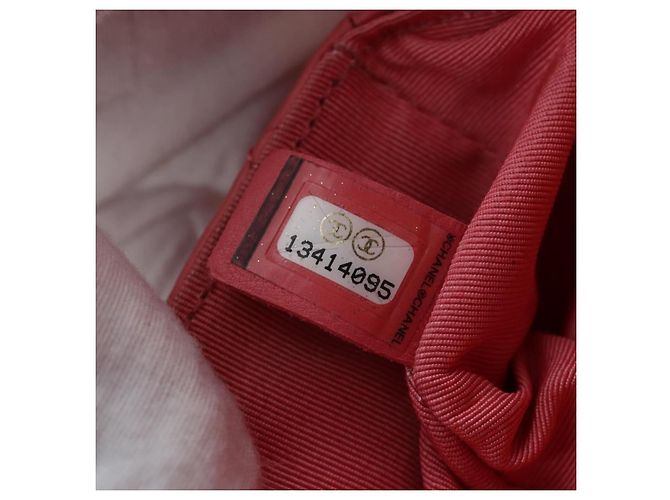 Borsa a catena CHANEL Mini Matelasse 14 Valentine in pelle di agnello rosa CC Auth 196341SAM D'oro - vista 11