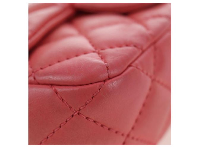 Borsa a catena CHANEL Mini Matelasse 14 Valentine in pelle di agnello rosa CC Auth 196341SAM D'oro - vista 16