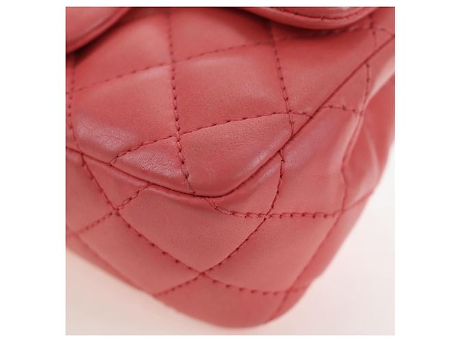 Borsa a catena CHANEL Mini Matelasse 14 Valentine in pelle di agnello rosa CC Auth 196341SAM D'oro - vista 17