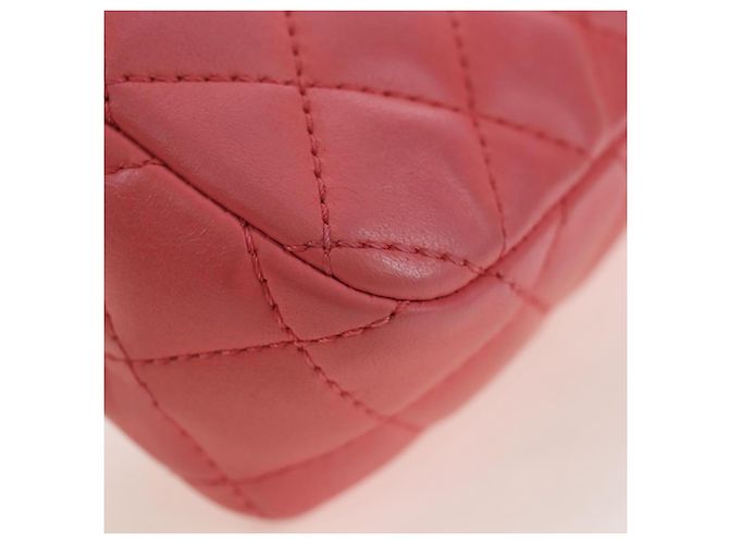 Borsa a catena CHANEL Mini Matelasse 14 Valentine in pelle di agnello rosa CC Auth 196341SAM D'oro - vista 18