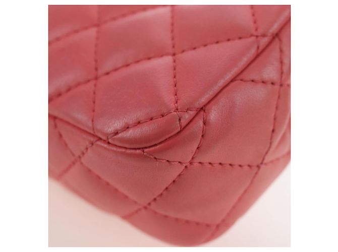 Borsa a catena CHANEL Mini Matelasse 14 Valentine in pelle di agnello rosa CC Auth 196341SAM D'oro - vista 19