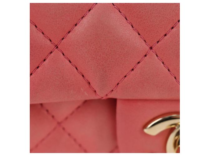 Borsa a catena CHANEL Mini Matelasse 14 Valentine in pelle di agnello rosa CC Auth 196341SAM D'oro - vista 2