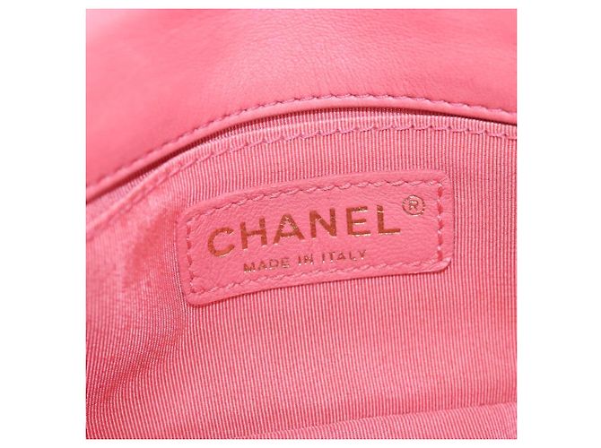 Borsa a catena CHANEL Mini Matelasse 14 Valentine in pelle di agnello rosa CC Auth 196341SAM D'oro - vista 23
