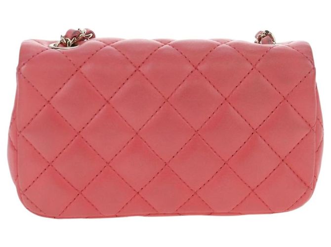Borsa a catena CHANEL Mini Matelasse 14 Valentine in pelle di agnello rosa CC Auth 196341SAM D'oro - vista 3