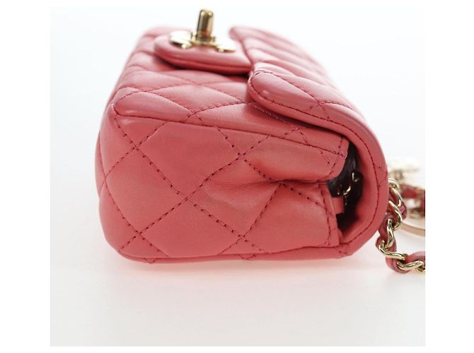 Borsa a catena CHANEL Mini Matelasse 14 Valentine in pelle di agnello rosa CC Auth 196341SAM D'oro - vista 5