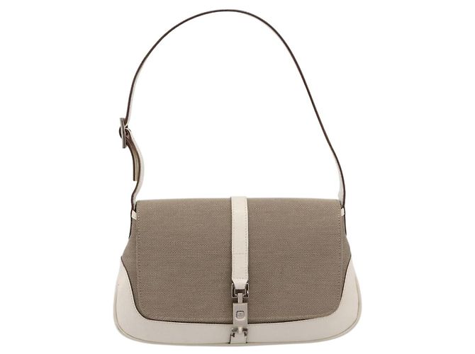 Borsa a tracolla GUCCI Jackie Canvas Beige Silver 001 3824 Auth ep15824A Argento - vista 13