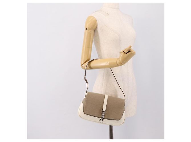 Borsa a tracolla GUCCI Jackie Canvas Beige Silver 001 3824 Auth ep15824A Argento - vista 21