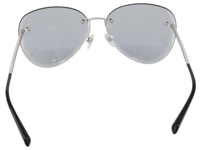 CHANEL Randlose Sonnenbrille Metal Gray Silver CC Auth am12308M Braun Silber - Ansicht 2