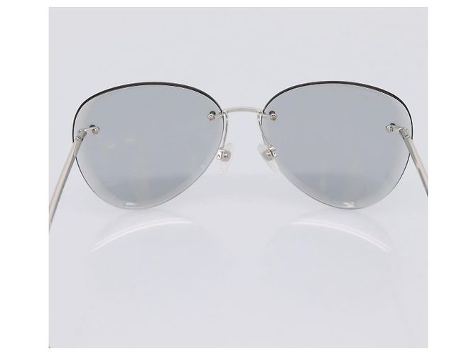 CHANEL Randlose Sonnenbrille Metal Gray Silver CC Auth am12308M Braun Silber - Ansicht 9