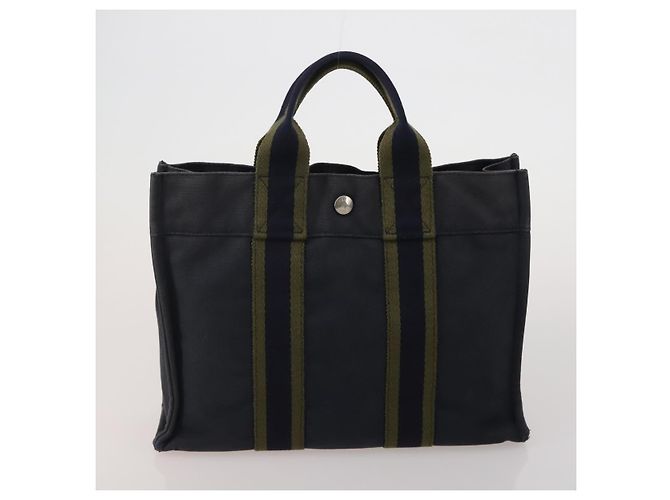 Hermès Borsa HERMES Fourre Tout in cotone, set da 4, Navy Red gray Auth BA15070 Marrone Rosso Blu navy - vista 15