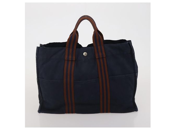 Hermès Borsa HERMES Fourre Tout in cotone, set da 4, Navy Red gray Auth BA15070 Marrone Rosso Blu navy - vista 21