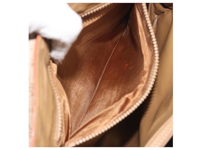 Céline Borsa a mano CELINE Macadam Canvas PVC Beige Gold Auth 197166 D'oro - vista 11