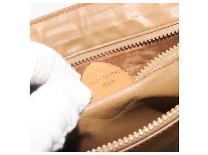 Céline Borsa a mano CELINE Macadam Canvas PVC Beige Gold Auth 197166 D'oro - vista 12