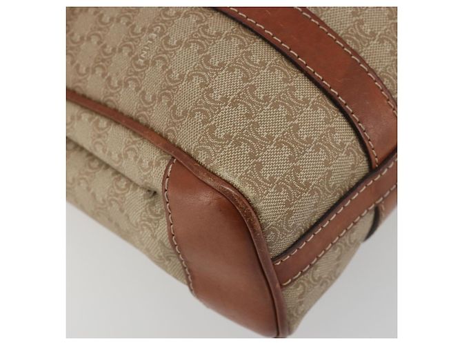 Céline Borsa a mano CELINE Macadam Canvas PVC Beige Gold Auth 197166 D'oro - vista 14