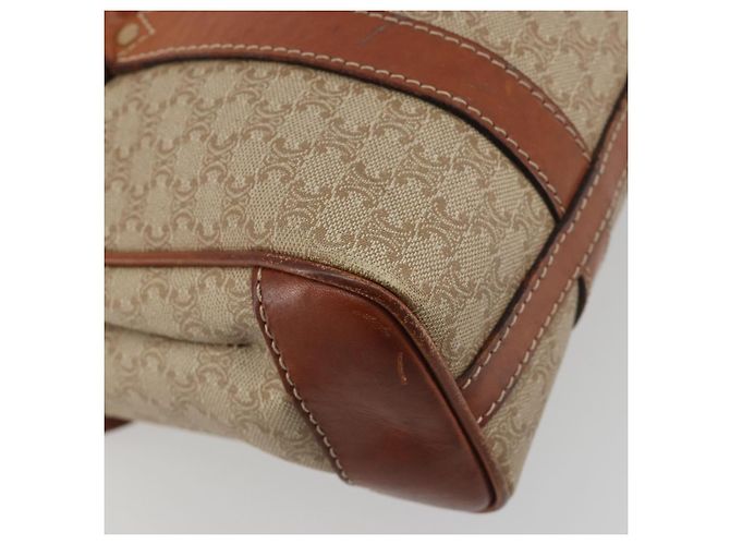 Céline Borsa a mano CELINE Macadam Canvas PVC Beige Gold Auth 197166 D'oro - vista 16