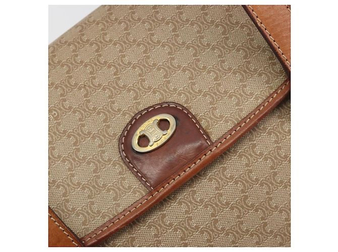 Céline Borsa a mano CELINE Macadam Canvas PVC Beige Gold Auth 197166 D'oro - vista 17