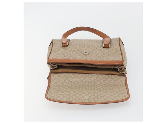 Céline Borsa a mano CELINE Macadam Canvas PVC Beige Gold Auth 197166 D'oro - vista 19