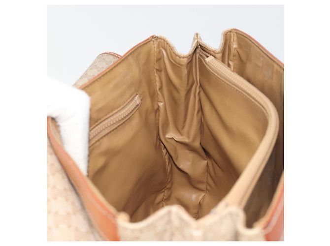 Céline Borsa a mano CELINE Macadam Canvas PVC Beige Gold Auth 197166 D'oro - vista 21