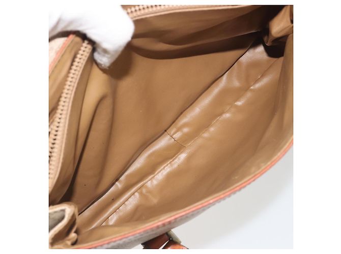 Céline Borsa a mano CELINE Macadam Canvas PVC Beige Gold Auth 197166 D'oro - vista 26