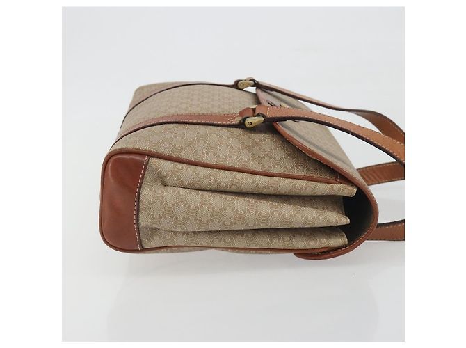 Céline Borsa a mano CELINE Macadam Canvas PVC Beige Gold Auth 197166 D'oro - vista 3