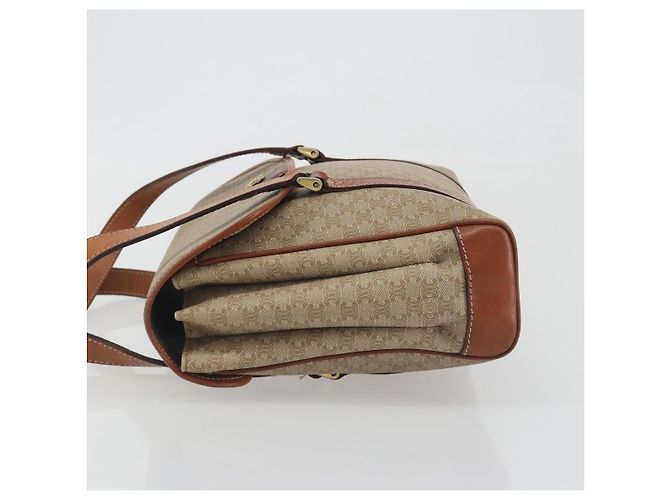 Céline Borsa a mano CELINE Macadam Canvas PVC Beige Gold Auth 197166 D'oro - vista 4