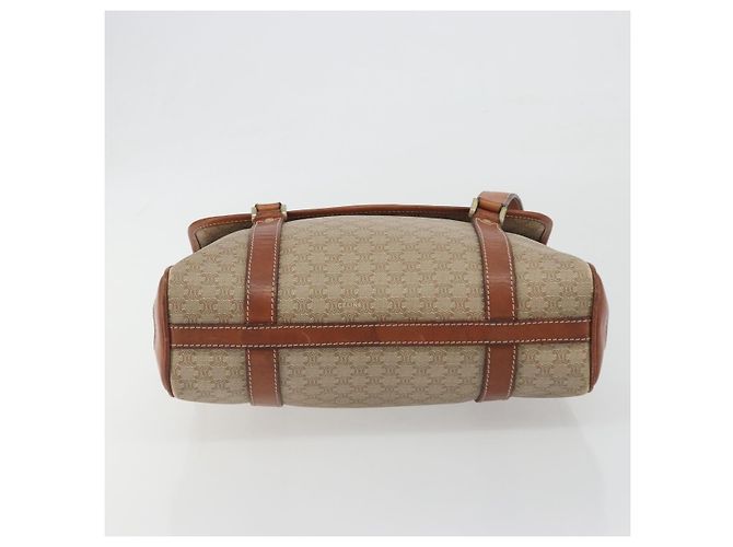 Céline Borsa a mano CELINE Macadam Canvas PVC Beige Gold Auth 197166 D'oro - vista 5