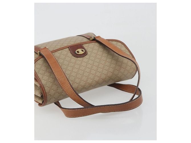 Céline Borsa a mano CELINE Macadam Canvas PVC Beige Gold Auth 197166 D'oro - vista 7
