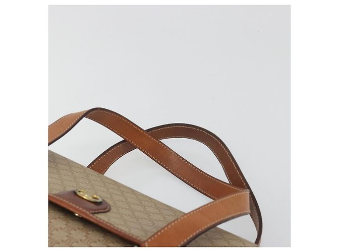 Céline Borsa a mano CELINE Macadam Canvas PVC Beige Gold Auth 197166 D'oro - vista 8