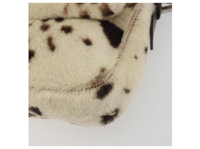Sac à épaule FENDI Mamma Baguette en fourrure Ivory Silver Auth 197511SAM Argenté Écru - vue 15