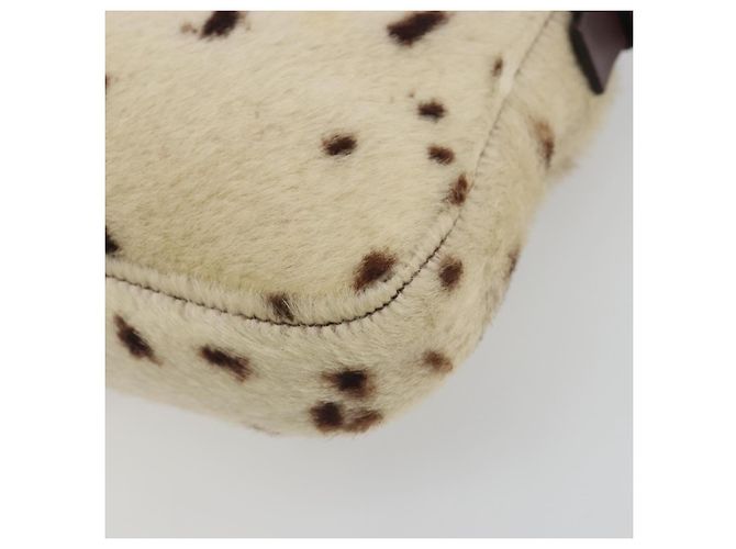 Sac à épaule FENDI Mamma Baguette en fourrure Ivory Silver Auth 197511SAM Argenté Écru - vue 17