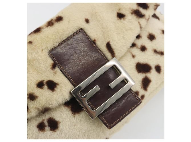Sac à épaule FENDI Mamma Baguette en fourrure Ivory Silver Auth 197511SAM Argenté Écru - vue 20