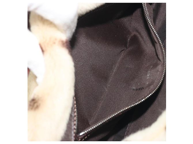 Sac à épaule FENDI Mamma Baguette en fourrure Ivory Silver Auth 197511SAM Argenté Écru - vue 26