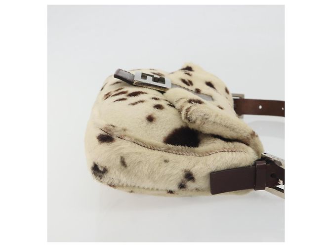 Sac à épaule FENDI Mamma Baguette en fourrure Ivory Silver Auth 197511SAM Argenté Écru - vue 3