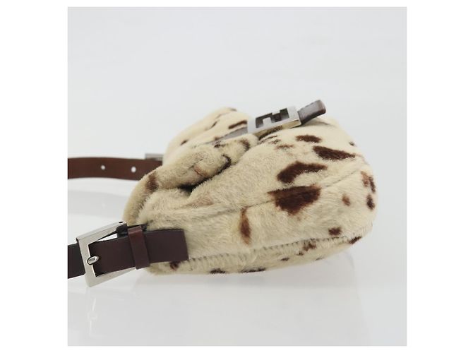 Sac à épaule FENDI Mamma Baguette en fourrure Ivory Silver Auth 197511SAM Argenté Écru - vue 4
