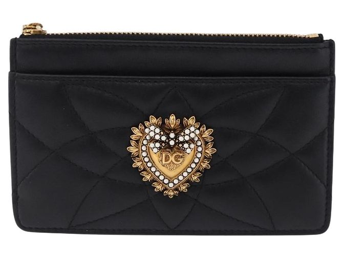 Dolce & Gabbana Portacarte DOLCE&GABBANA Devotion Medium in pelle nera e oro Auth BA14822V Nero - vista 13