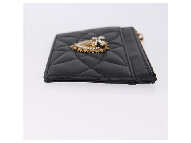 Dolce & Gabbana Portacarte DOLCE&GABBANA Devotion Medium in pelle nera e oro Auth BA14822V Nero - vista 3