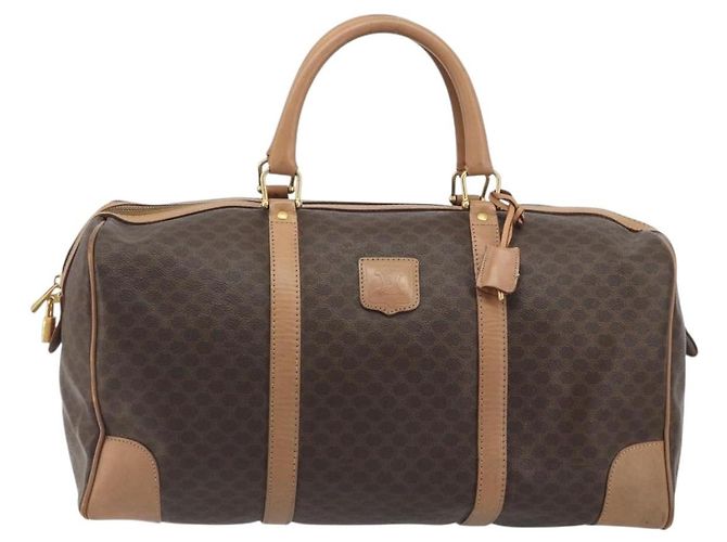 Céline Sac Boston CELINE Macadam PVC Cuir Marron Ton Or Auth 194119A - vue 13