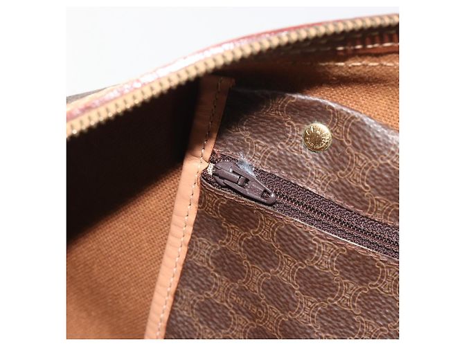 Céline Sac Boston CELINE Macadam PVC Cuir Marron Ton Or Auth 194119A - vue 23