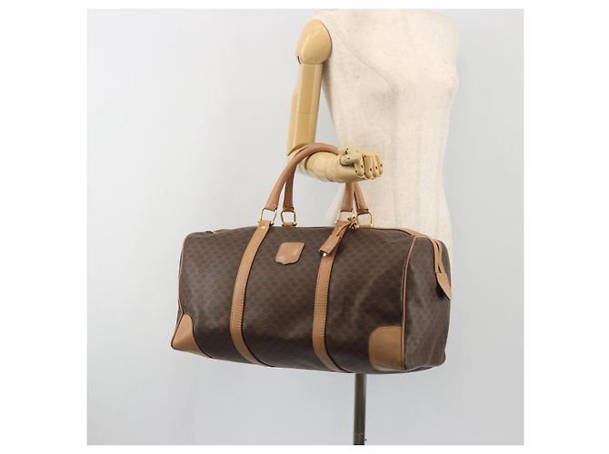 Céline Sac Boston CELINE Macadam PVC Cuir Marron Ton Or Auth 194119A - vue 25