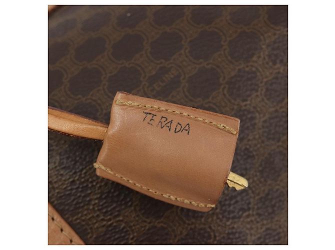 Céline Sac Boston CELINE Macadam PVC Cuir Marron Ton Or Auth 194119A - vue 9