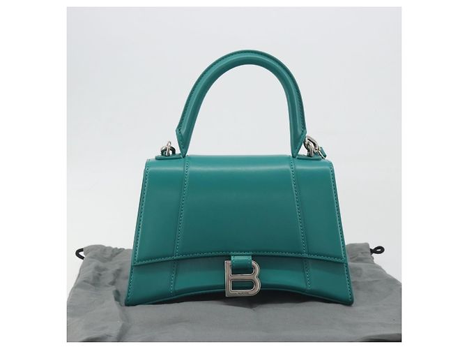 Borsa BALENCIAGA Hour Glass Small in pelle 2way Verde Argento 593546 Auth 196703M - vista 12
