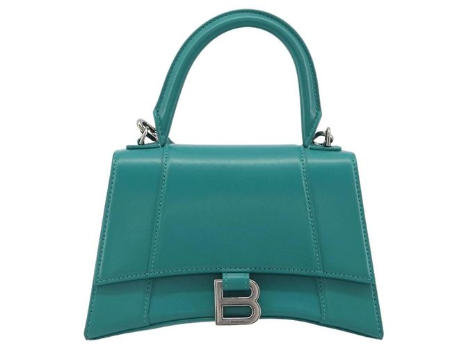 Borsa BALENCIAGA Hour Glass Small in pelle 2way Verde Argento 593546 Auth 196703M - vista 13