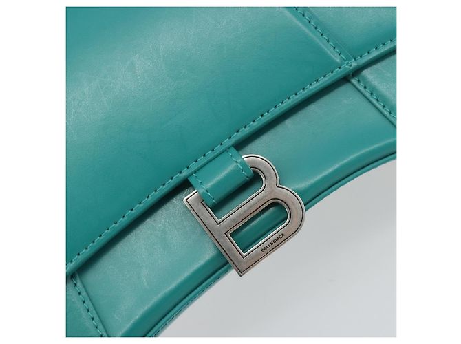 Borsa BALENCIAGA Hour Glass Small in pelle 2way Verde Argento 593546 Auth 196703M - vista 21