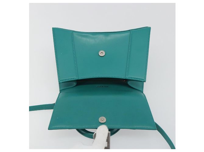 Borsa BALENCIAGA Hour Glass Small in pelle 2way Verde Argento 593546 Auth 196703M - vista 22