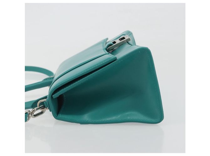 Borsa BALENCIAGA Hour Glass Small in pelle 2way Verde Argento 593546 Auth 196703M - vista 4