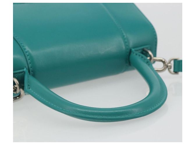 Borsa BALENCIAGA Hour Glass Small in pelle 2way Verde Argento 593546 Auth 196703M - vista 7