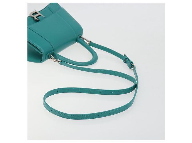 Borsa BALENCIAGA Hour Glass Small in pelle 2way Verde Argento 593546 Auth 196703M - vista 8