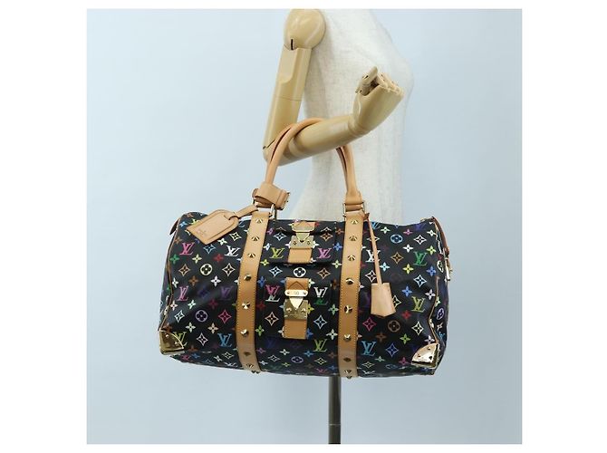 Borsa LOUIS VUITTON Monogram Multicolor Keepall 45 Nera M92640 Auth 195545SV Nero - vista 28